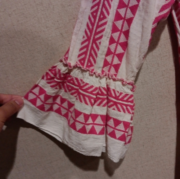 Sofia Made In Italy Handmade Mini Dress In Color White And Pink - Picture 5 of 5